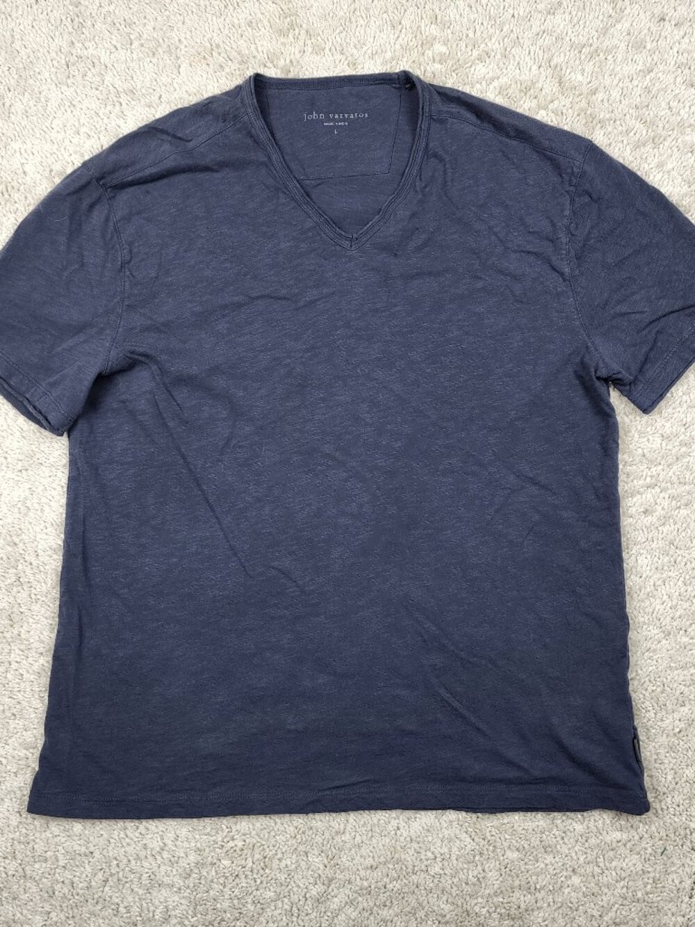 John Varvatos Mens v Neck T shirt Navy BLue Dark Size Large L Casual Fit USA